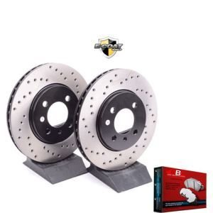 BUICK RIVIERA 1998 3.8L V6 Supercharged Premium Front Cross Drilled Rotors and Premium Carbon Brake Pad Set 1997 1998 1999