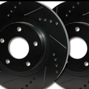 Acura RDX Front Black Cross Drilled/Slotted Rotors Only 2007 2008 2009 2010 2011 2012