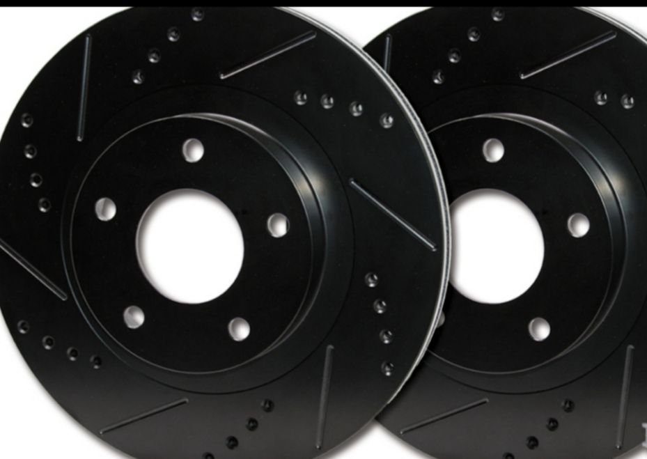 Acura RDX Front Black Cross Drilled/Slotted Rotors Only 2007 2008 2009 2010 2011 2012 Get Your