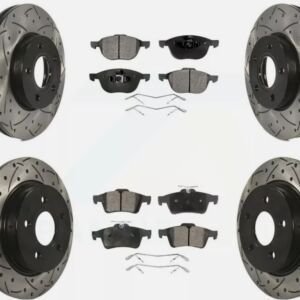 Bmw 320xi Brake Kit Package Front and Rear Perforance Cross Drilled/Slotted Rotors and Front Ceramic Brake Pad Set  2013 2014 2015
