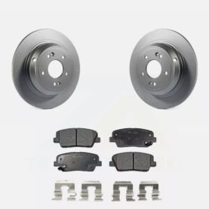 Cadillac Escalade EVS Front Brake Kit Package Front Premium Coated Rotors and Front Premium Brake Pad Set 2007 2008 2009 2010 2011 2012 2013 2014 2015 2016 2017 2018 2019