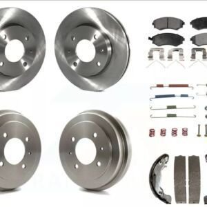 Nissan Sentra 1.8 Premium Brake Kit Package Front and Rear Rotors and Drum and Brake Pad Set with Brake Shoes 2002 2003 2004 2005 2006