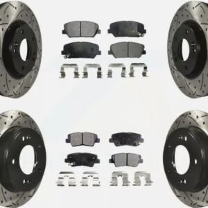 Bmw X5 Drive35i/xDrive35d/xDrive35i Brake Kit Package Premium Perforance Cross Drilled/Slotted Rotors and Front and Rear Premium Brake Pad Sets  2014 2015 2016