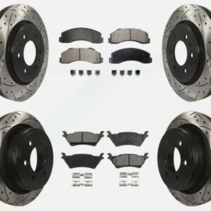 Audi A4Q 2.0 Brake Kit Front and Rear Performance Cross Drilled/Slotted Rotors and Front and Rear Ceramic Brake Pad Set  2012 2013 2014 2015 2016