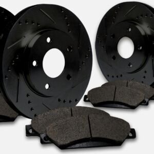 Bmw 323i Premium Brake Package Kit Front and Rear Perforance Cross Drilled/Slotted Rotors and Carbon Brake Pad Set 2006 2007 2008 2009 2010 2011