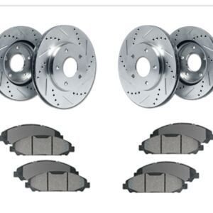 Jeep	Grand Cherokee Premium Sliver Cross Drilled/Slotted Front and Rear Rotors and Premium Front and Back Brake Pad Set  1999 2000 2001 2002 2003 2004